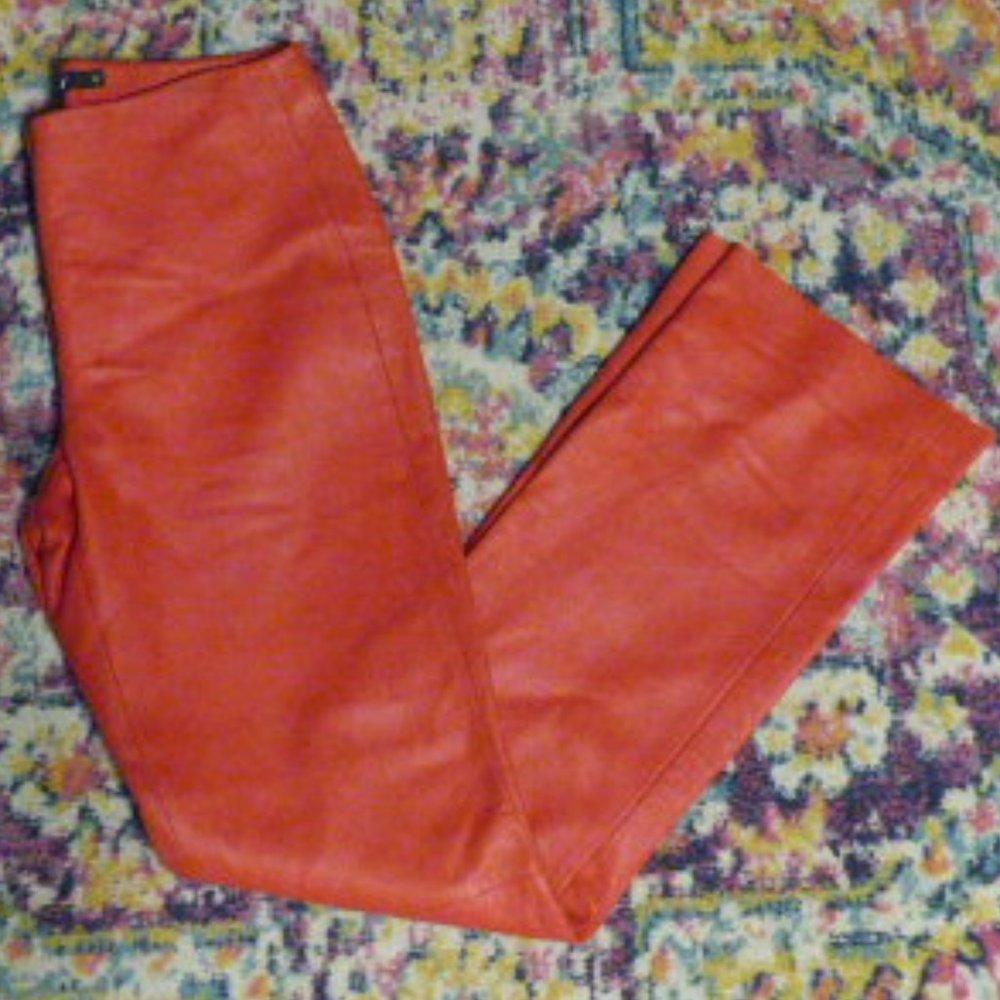 DKNY red leather pants Size 8